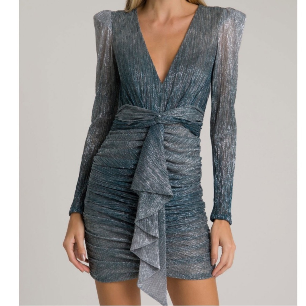 PatBO Ombre Lurex Ruched Mini Dress Feminine Glam